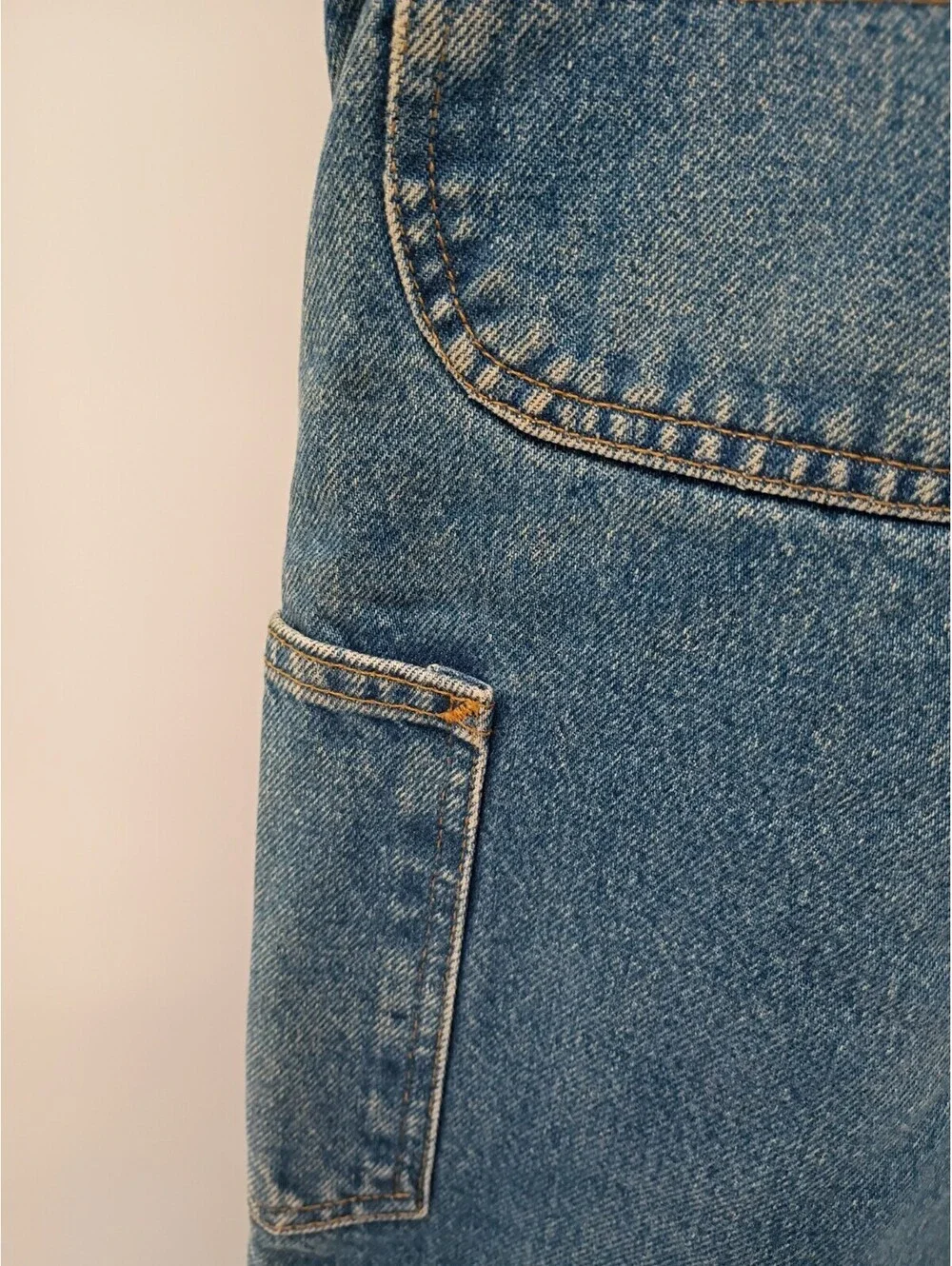 Carhartt Jeans Mens 38X32 Blue Denim Dungaree Fit Fleece Lined Workwear Outdoor